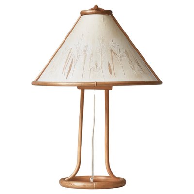 Scandinavian Wabi-Sabi Bamboo Table Lamp Shade with Pressed Plants, 1950s-WRF-1780973