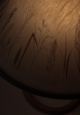 Scandinavian Wabi-Sabi Bamboo Table Lamp Shade with Pressed Plants, 1950s-WRF-1780973