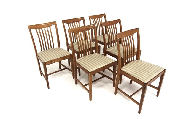 Scandinavian Walnut Chairs, Sweden, 1960s, Set of 6-GEK-1785470