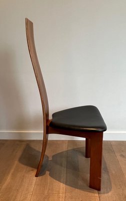 Scandinavian Wood and Leather Chairs, 1970s, Set of 2-BA-1705387