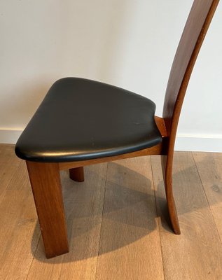 Scandinavian Wood and Leather Chairs, 1970s, Set of 2-BA-1705387