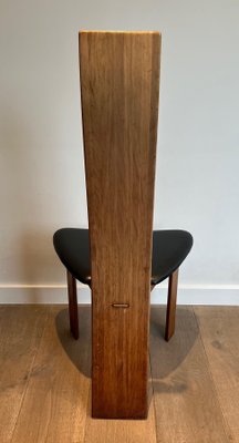 Scandinavian Wood and Leather Chairs, 1970s, Set of 2-BA-1705387