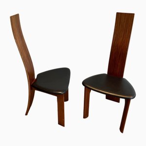 Scandinavian Wood and Leather Chairs, 1970s, Set of 2-BA-1705387