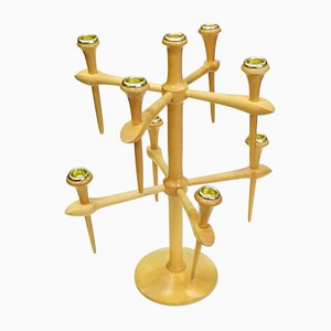 Scandinavian Wooden 9-Arm Candleholder, 1970s-UWE-623704