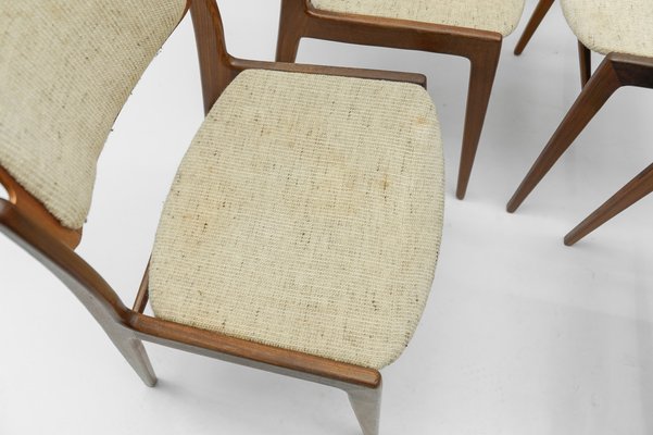 Scandinavian Wooden Dining Chairs, 1960s, Set of 5-KQB-1783473