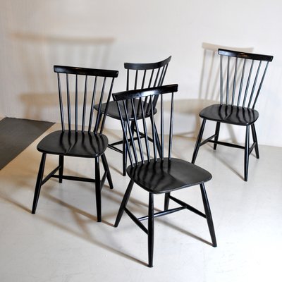 Scandinavian Wooden Dining Chairs from Hagafors, 1960s, Set of 4-JQO-935570