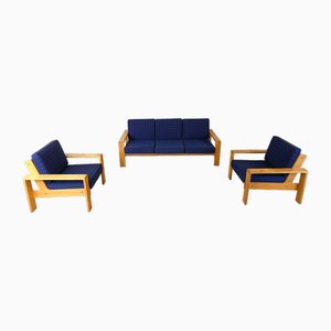 Scandinavian Wooden Living Room Set, 1970s, Set of 3-IRH-1819376