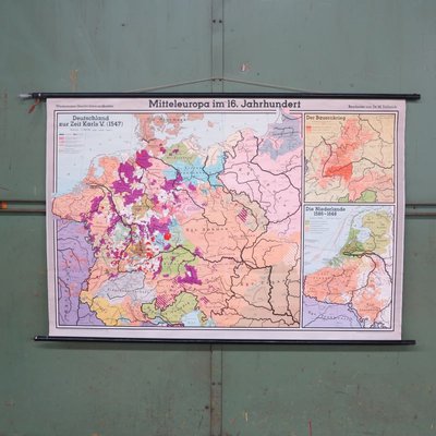 School Wall Map of Central Europe by Dr. W. Trillmich for Westermann Verlag, 1960s-WK-674163