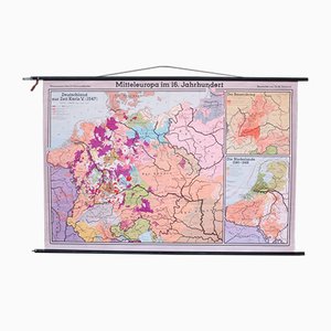 School Wall Map of Central Europe by Dr. W. Trillmich for Westermann Verlag, 1960s-WK-674163