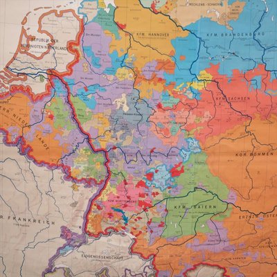 School Wall Map of Germany by Haach Hertzburg for Perthes Darmstadt, 1950s-WK-674159