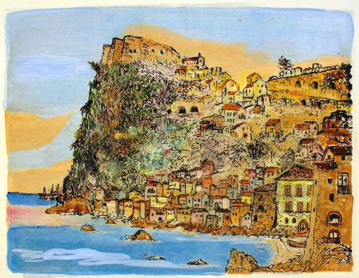 Scilla, Landscape - Country and Coast - Etching and Watercolor by G. Omiccioli 1970 ca.-ZCI-758776