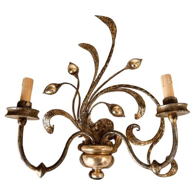 Sconce in Gilt Metal and Brass Floral Pattern, 1970-UR-1820298