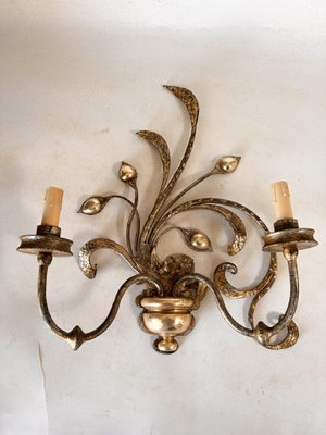 Sconce in Gilt Metal and Brass Floral Pattern, 1970-UR-1820298