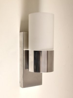 Sconce with Aluminium Fixture and Cylindric Opal Glass Shade, 1960s-SY-1733024