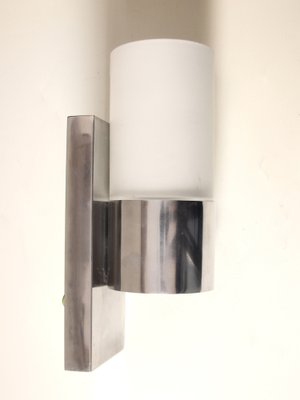 Sconce with Aluminium Fixture and Cylindric Opal Glass Shade, 1960s-SY-1733024