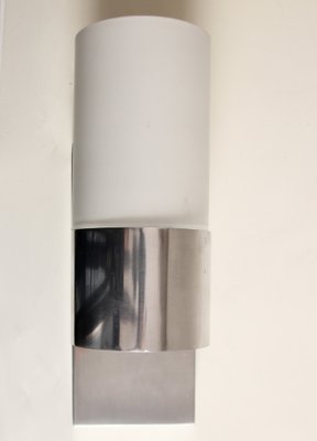 Sconce with Aluminium Fixture and Cylindric Opal Glass Shade, 1960s-SY-1733024