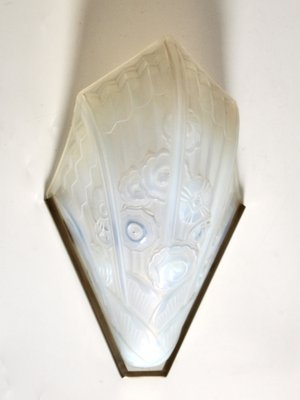 Sconce with Brass and Opal Glass Shade, 1930s-SY-1732114