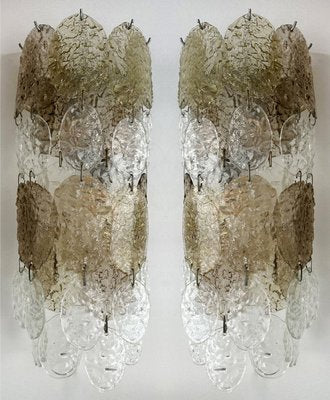 Sconces in Murano Glass attributed to Cascade Torcello for Vistosi, 1970s, Set of 2-FUE-2021355