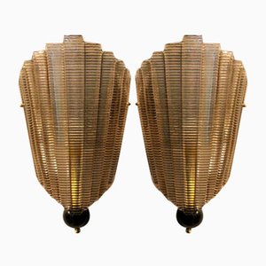 Sconces in Smoked Textured Murano Glass, Set of 2-YF-2024667