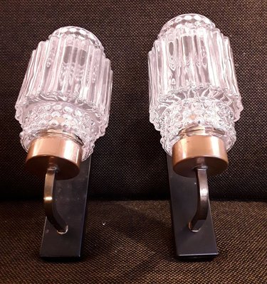 Sconces With Black Lacquered Iron Mounting, 1970s, Set of 2-HOI-773393