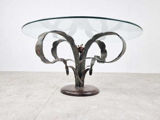 Sculpted Steel Flower Coffee Table, 1970s-IRH-1313541