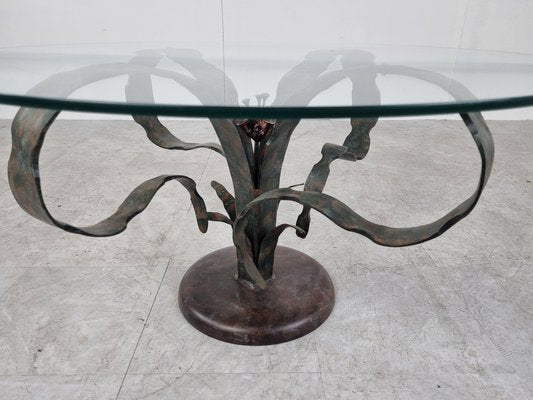 Sculpted Steel Flower Coffee Table, 1970s-IRH-1313541