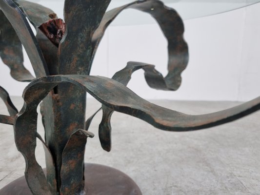 Sculpted Steel Flower Coffee Table, 1970s-IRH-1313541