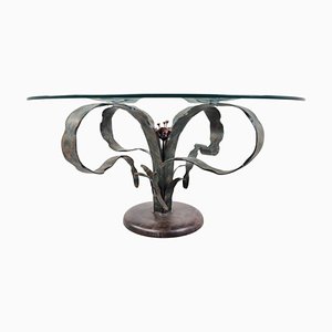 Sculpted Steel Flower Coffee Table, 1970s-IRH-1313541