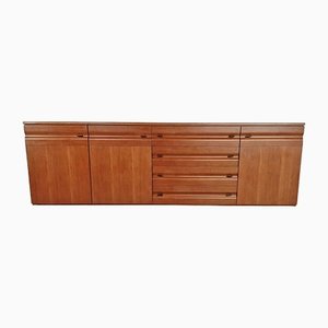 Sculpted Walnut and Leather Credenza from Gavina, Italy, 1970s-PDW-1397012