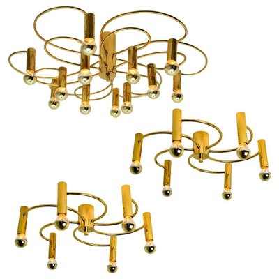 Sculptural Brass 16-Light Flush Mount, 1970s-VDW-829152