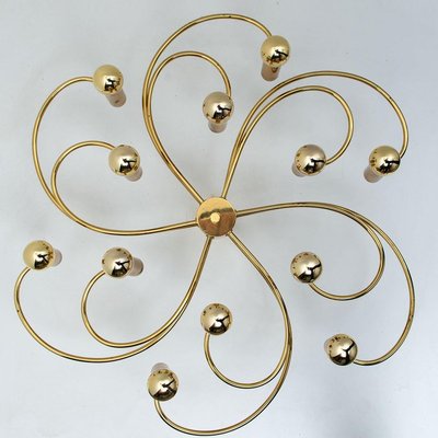 Sculptural Brass 16-Light Flush Mount, 1970s-VDW-829152