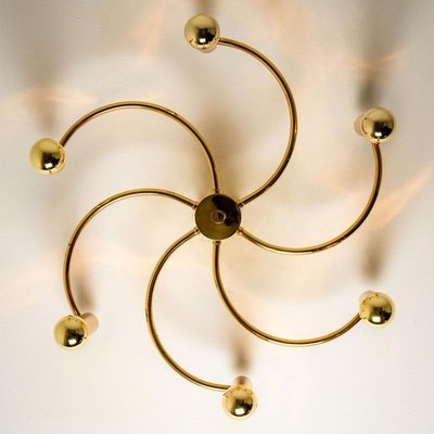 Sculptural Brass 16-Light Flush Mount, 1970s-VDW-829152