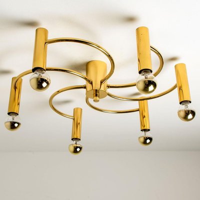 Sculptural Brass 16-Light Flush Mount, 1970s-VDW-829152