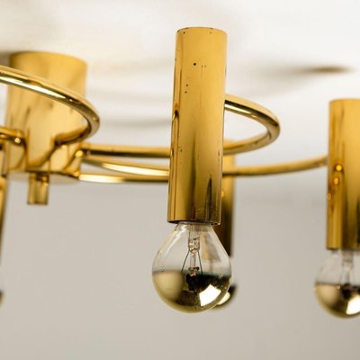 Sculptural Brass 16-Light Flush Mount, 1970s-VDW-829152