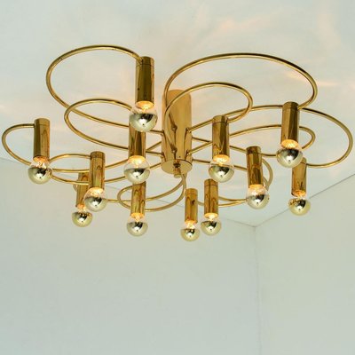 Sculptural Brass 16-Light Flush Mount, 1970s-VDW-829152