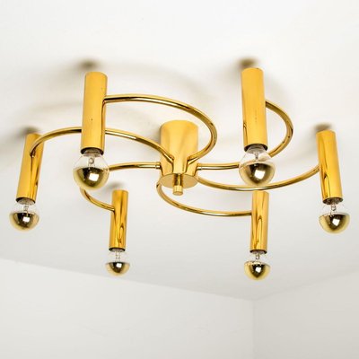 Sculptural Brass 16-Light Flush Mount, 1970s-VDW-829152