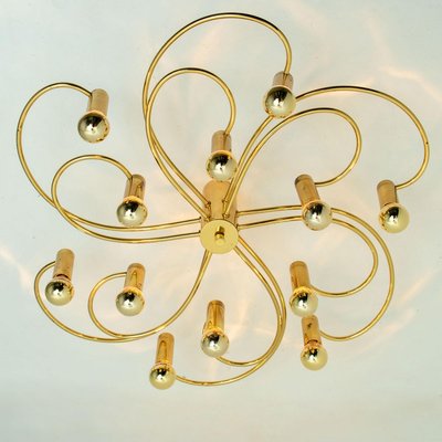 Sculptural Brass 16-Light Flush Mount, 1970s-VDW-829152