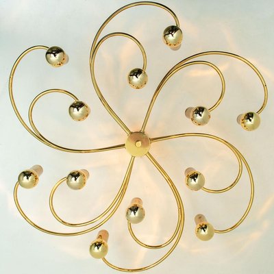 Sculptural Brass 16-Light Flush Mount, 1970s-VDW-829152