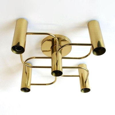 Sculptural Brass 5-Light Ceiling or Wall Flush Mount from Leola, 1970s-VDW-829151