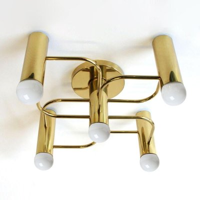 Sculptural Brass 5-Light Ceiling or Wall Flush Mount from Leola, 1970s-VDW-829151