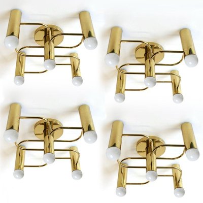 Sculptural Brass 5-Light Ceiling or Wall Flush Mount from Leola, 1970s-VDW-829151