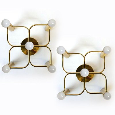 Sculptural Brass 5-Light Ceiling or Wall Flush Mount from Leola, 1970s-VDW-829151