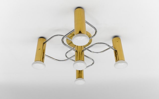 Sculptural Brass Wall Lights Flush Mounts by Leola, 1970s-KQB-1731507