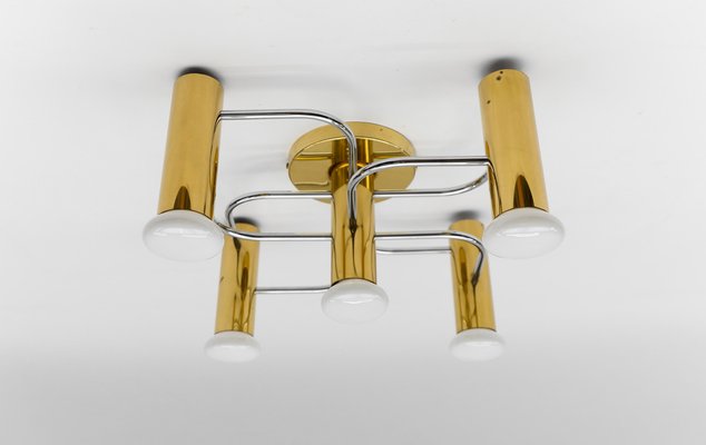 Sculptural Brass Wall Lights Flush Mounts by Leola, 1970s-KQB-1731507