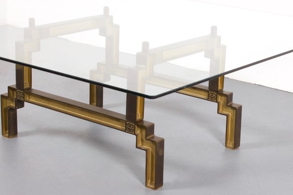 Sculptural Bronze and Glass Coffee Table by Peter Ghyczy-QT-1263379