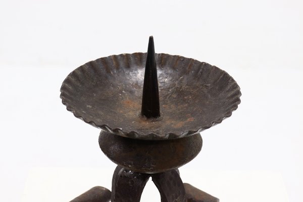 Sculptural Brutalist Metal Candleholder, 1970s-VV-1438508