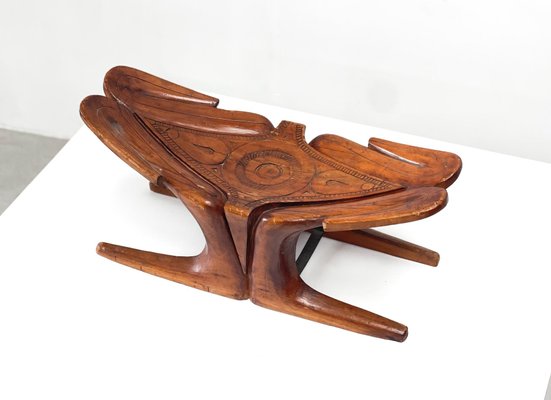 Sculptural Carved Stool, 1960s-XLH-1706986