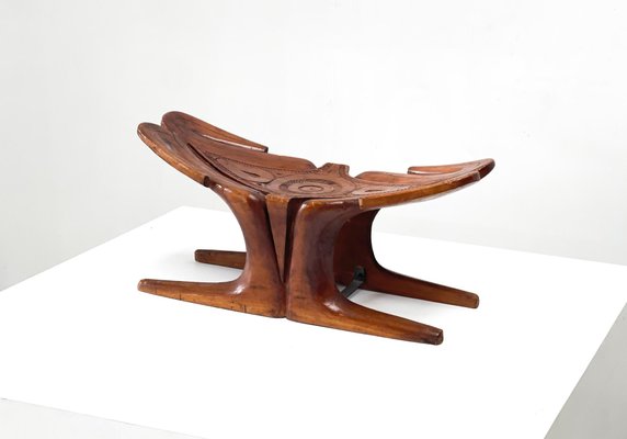 Sculptural Carved Stool, 1960s-XLH-1706986