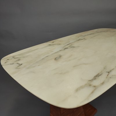 Sculptural Design Dining Table in Wood and Marble, 1970s-FXH-2021270