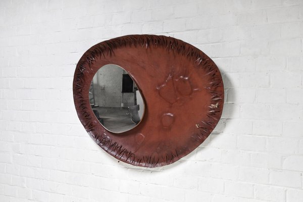 Sculptural Free Form Leather Mirror, France, 1990s-WUY-1068992